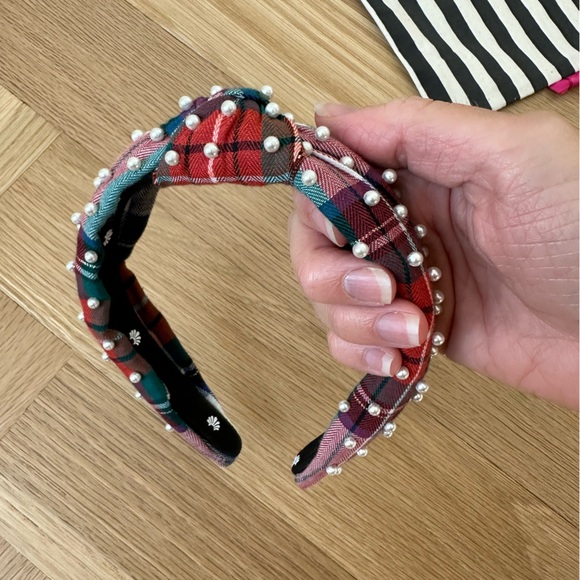 Lele Sadoughi Tartan Plaid with Pearls Small Headband - Picture 2 of 4